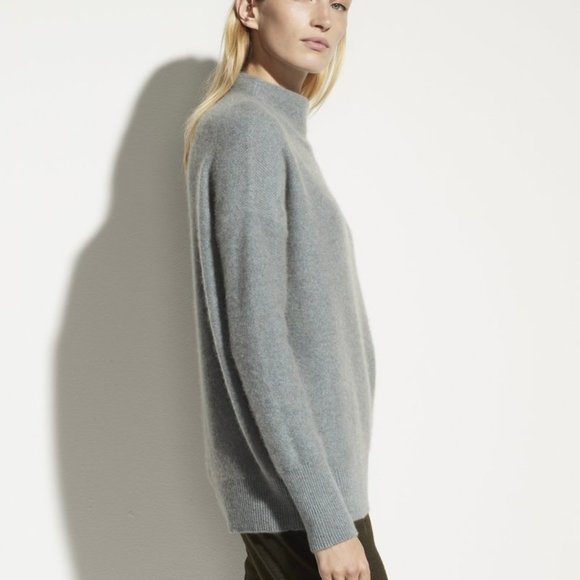 Vince Plush Boiled Cashmere Funnelneck sweater in Heather Patina NWT - Picture 3 of 7